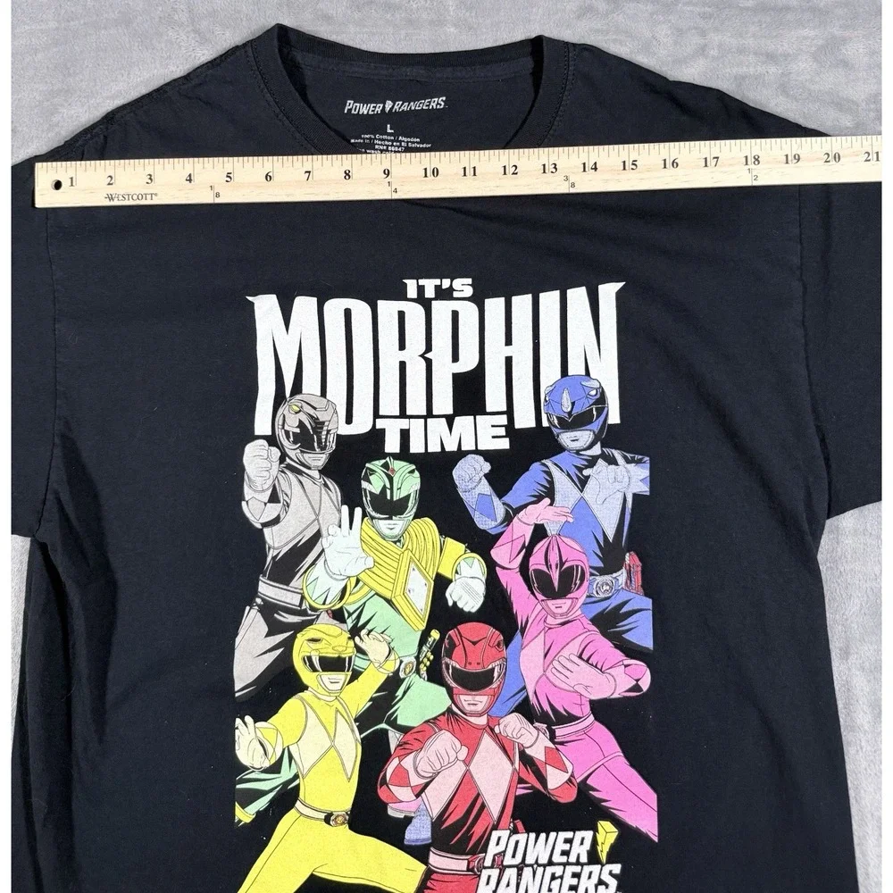 Power Rangers Its Morphin Time Graphic T Shirt Mens Large Black Tee RN 86947